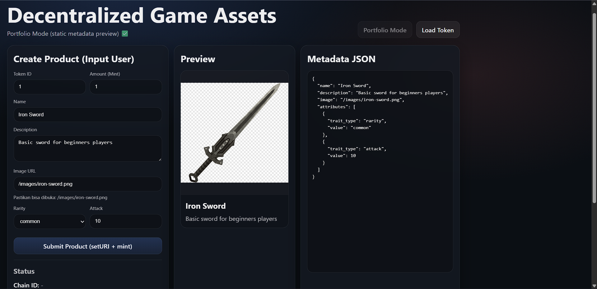 Decentralized Game Asset Registry Project Preview